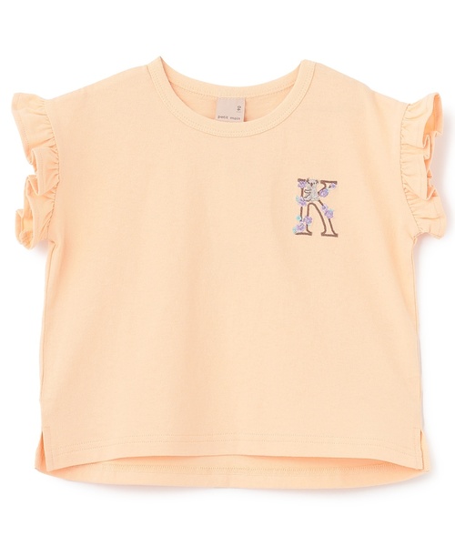 petit main(プティマイン)の「【プティプラ】アルファベット袖フリルTシャツ(Tシャツ/カットソー・キッズ・アイボリー/ライトピンク/レッド/ネイビー/ライトグレー/ターコイズブルー/オレンジ/ブラック・110cm/130cm/120cm/90cm/100cm/80cm)」の8枚目の写真
