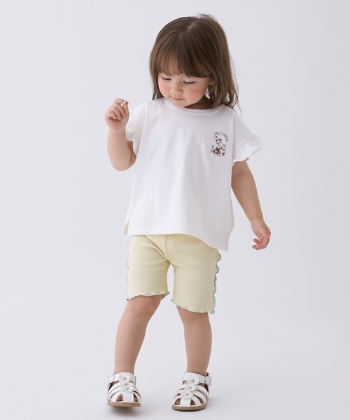 petit main(プティマイン)の「【プティプラ】アルファベット袖フリルTシャツ(Tシャツ/カットソー・キッズ・アイボリー/ライトピンク/レッド/ネイビー/ライトグレー/ターコイズブルー/オレンジ/ブラック・110cm/130cm/120cm/90cm/100cm/80cm)」の12枚目の写真