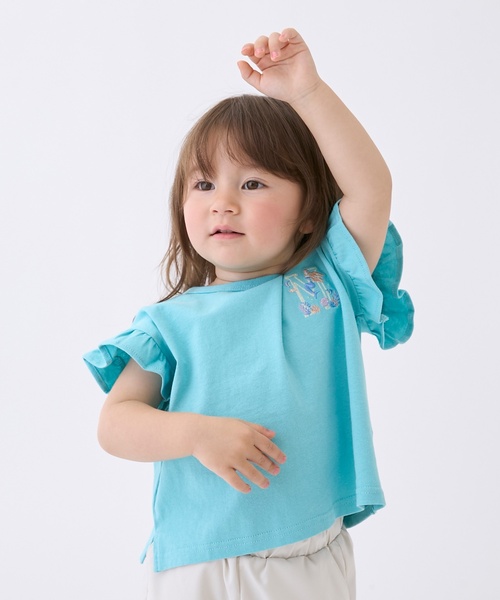 petit main(プティマイン)の「【プティプラ】アルファベット袖フリルTシャツ(Tシャツ/カットソー・キッズ・アイボリー/ライトピンク/レッド/ネイビー/ライトグレー/ターコイズブルー/オレンジ/ブラック・110cm/130cm/120cm/90cm/100cm/80cm)」の13枚目の写真