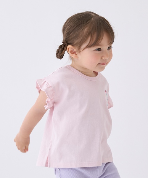 petit main(プティマイン)の「【プティプラ】アルファベット袖フリルTシャツ(Tシャツ/カットソー・キッズ・アイボリー/ライトピンク/レッド/ネイビー/ライトグレー/ターコイズブルー/オレンジ/ブラック・110cm/130cm/120cm/90cm/100cm/80cm)」の15枚目の写真