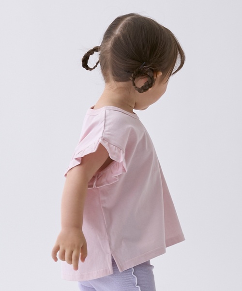 petit main(プティマイン)の「【プティプラ】アルファベット袖フリルTシャツ(Tシャツ/カットソー・キッズ・アイボリー/ライトピンク/レッド/ネイビー/ライトグレー/ターコイズブルー/オレンジ/ブラック・110cm/130cm/120cm/90cm/100cm/80cm)」の16枚目の写真