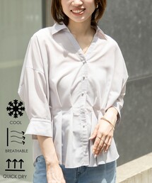 《接触冷感》【BECシリーズ】ウォッシャブルシアースキッパータック半袖ブラウス