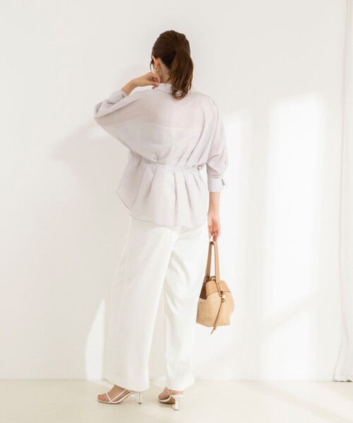 NOLLEY’S(ノーリーズ)の「《接触冷感》ウォッシャブルシアースキッパータック半袖ブラウス(シャツ/ブラウス・レディース・チャコールグレー/ベージュ/サックスブルー・38)」の8枚目の写真