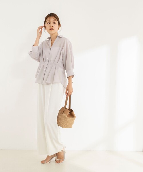 NOLLEY’S(ノーリーズ)の「《接触冷感》ウォッシャブルシアースキッパータック半袖ブラウス(シャツ/ブラウス・レディース・チャコールグレー/ベージュ/サックスブルー・38)」の10枚目の写真