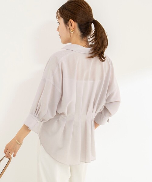 NOLLEY’S(ノーリーズ)の「《接触冷感》ウォッシャブルシアースキッパータック半袖ブラウス(シャツ/ブラウス・レディース・チャコールグレー/ベージュ/サックスブルー・38)」の13枚目の写真