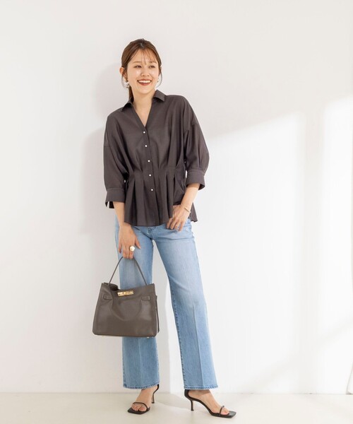 NOLLEY’S(ノーリーズ)の「《接触冷感》ウォッシャブルシアースキッパータック半袖ブラウス(シャツ/ブラウス・レディース・チャコールグレー/ベージュ/サックスブルー・38)」の19枚目の写真