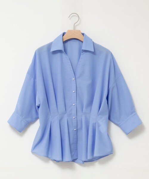 NOLLEY’S(ノーリーズ)の「《接触冷感》【BECシリーズ】ウォッシャブルシアースキッパータック半袖ブラウス(シャツ/ブラウス・レディース・チャコールグレー/ベージュ/サックスブルー・38)」の14枚目の写真