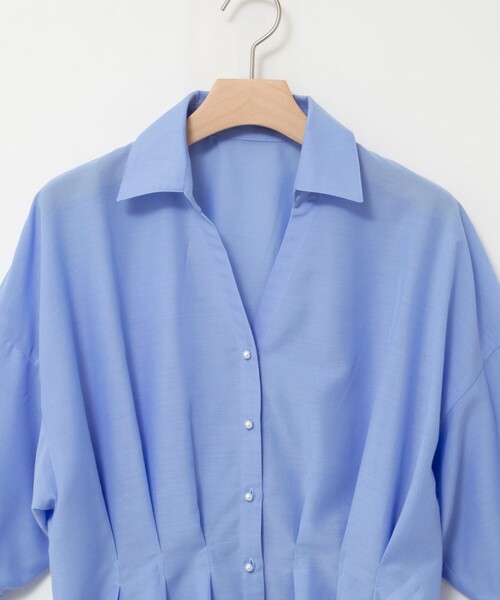NOLLEY’S(ノーリーズ)の「《接触冷感》【BECシリーズ】ウォッシャブルシアースキッパータック半袖ブラウス(シャツ/ブラウス・レディース・チャコールグレー/ベージュ/サックスブルー・38)」の15枚目の写真