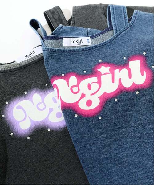 X-girl Stages(エックスガールステージス)の「蓄光ロゴ 肩あきシャーリング半袖Tシャツ(Tシャツ/カットソー・キッズ・ブラック/ライトブルー・120cm/130cm/140cm/100cm/110cm/90cm)」の10枚目の写真