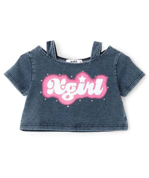 X-girl Stages(エックスガールステージス)の「蓄光ロゴ 肩あきシャーリング半袖Tシャツ(Tシャツ/カットソー・キッズ・ブラック/ライトブルー・120cm/130cm/140cm/100cm/110cm/90cm)」の13枚目の写真