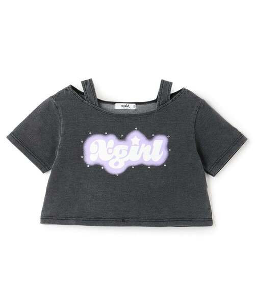 X-girl Stages(エックスガールステージス)の「蓄光ロゴ 肩あきシャーリング半袖Tシャツ(Tシャツ/カットソー・キッズ・ブラック/ライトブルー・120cm/130cm/140cm/100cm/110cm/90cm)」の14枚目の写真