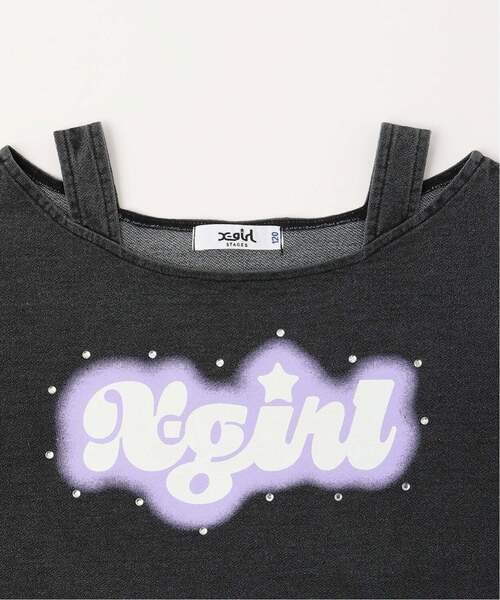 X-girl Stages(エックスガールステージス)の「蓄光ロゴ 肩あきシャーリング半袖Tシャツ(Tシャツ/カットソー・キッズ・ブラック/ライトブルー・120cm/130cm/140cm/100cm/110cm/90cm)」の16枚目の写真
