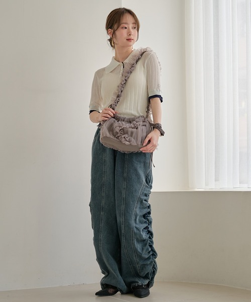 mideal（マイディール）の「layered sheer polo / レイヤードシアーポロ（ニット/セーター・レディース・アイボリー/ブラウン・FREE）」の17枚目の写真