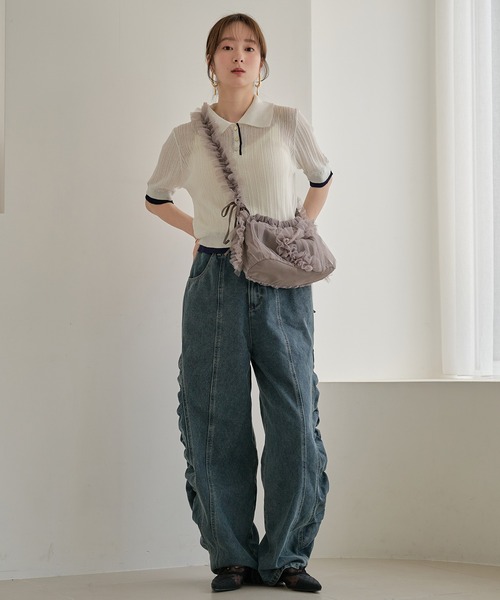 mideal（マイディール）の「layered sheer polo / レイヤードシアーポロ（ニット/セーター・レディース・アイボリー/ブラウン・FREE）」の18枚目の写真