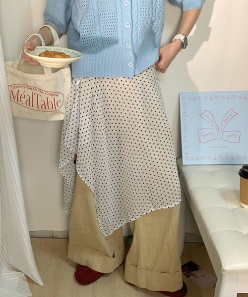 meJane(ミージェーン)の「総柄シフォン ラップシアースカート(スカート・レディース・ブラウン系/ホワイト系/ブラック系・FREE)」の5枚目の写真