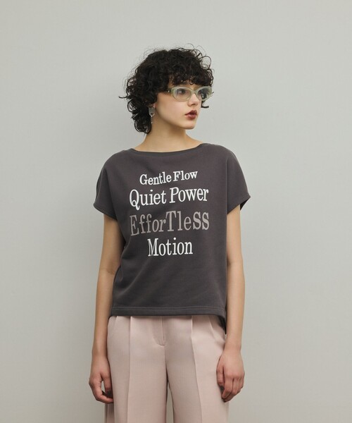 Diagram(ダイアグラム)の「ルーズロゴTシャツ(Tシャツ/カットソー・レディース・チャコールグレー/ホワイト・36)」の1枚目の写真