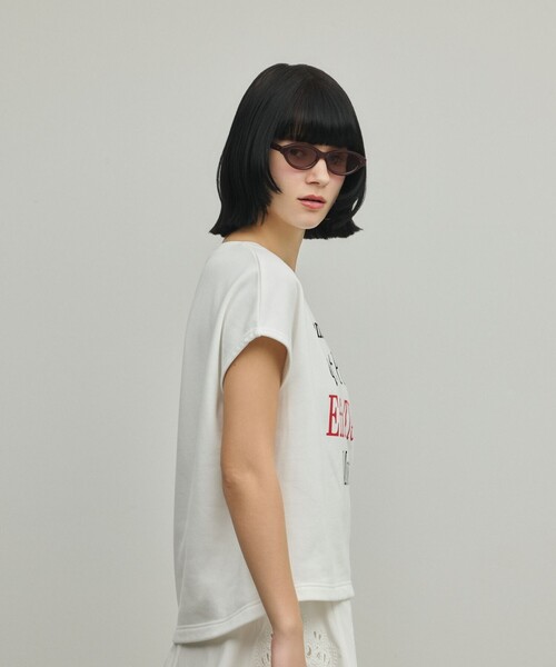 Diagram(ダイアグラム)の「ルーズロゴTシャツ(Tシャツ/カットソー・レディース・チャコールグレー/ホワイト・36)」の3枚目の写真