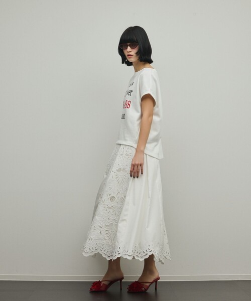 Diagram(ダイアグラム)の「ルーズロゴTシャツ(Tシャツ/カットソー・レディース・チャコールグレー/ホワイト・36)」の5枚目の写真
