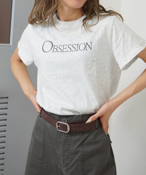 gossara(ゴサラ)の「【ラフに着映える】ロゴプリントT(Tシャツ/カットソー・レディース・ネイビー/グレー・FREE)」の1枚目の写真