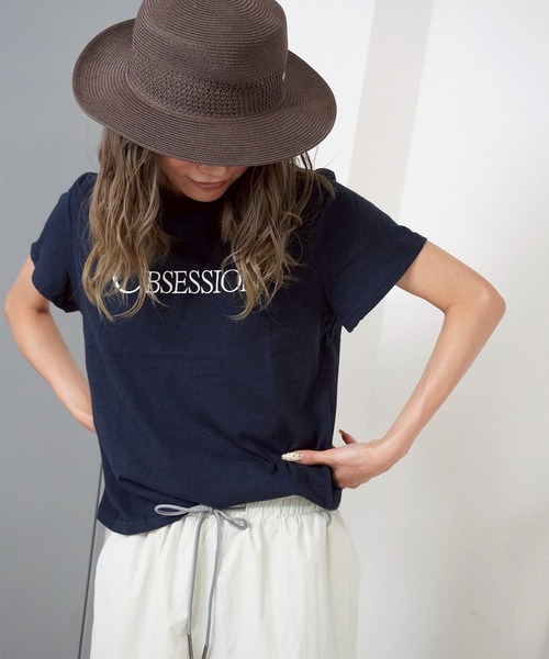 gossara(ゴサラ)の「【ラフに着映える】ロゴプリントT(Tシャツ/カットソー・レディース・ネイビー/グレー・FREE)」の10枚目の写真