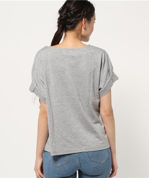 OUTLET（アウトレット）の「【Discoat】20/-CR袖タックロゴT（Tシャツ/カットソー・レディース・杢グレー・LARGE/MEDIUM）」の4枚目の写真