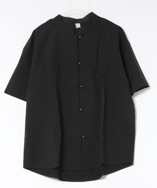 IO（イオ）（イオ）の「KUNG-FU SHIRT カンフーシャツ チャイナシャツ キレイめ 無地 半袖 シャツ / CTTP-004（シャツ/ブラウス・レディース・ブラック・LARGE/MEDIUM/SMALL）」の5枚目の写真