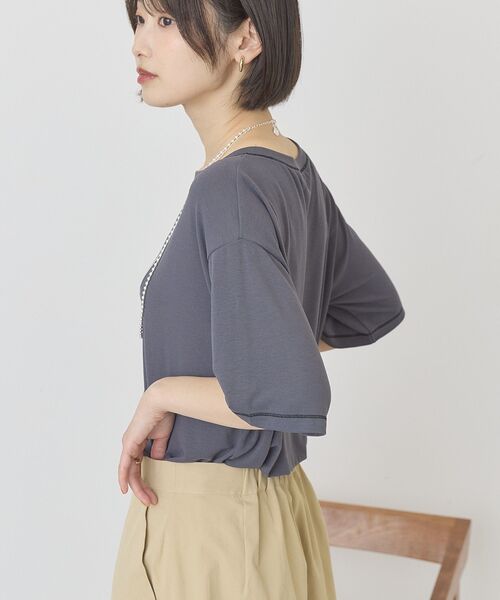 AMERICAN HOLIC(アメリカンホリック)の「【遮熱 UVカット 吸水速乾 接触冷感】配色ステッチルーズTシャツ(Tシャツ/カットソー・レディース・モカ/ミント/チャコールグレー/オレンジ/アイボリー・M/L)」の19枚目の写真