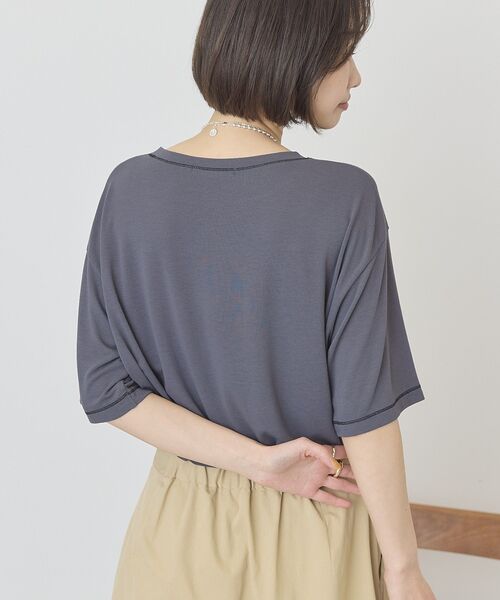 AMERICAN HOLIC(アメリカンホリック)の「【遮熱 UVカット 吸水速乾 接触冷感】配色ステッチルーズTシャツ(Tシャツ/カットソー・レディース・モカ/ミント/チャコールグレー/オレンジ/アイボリー・M/L)」の20枚目の写真