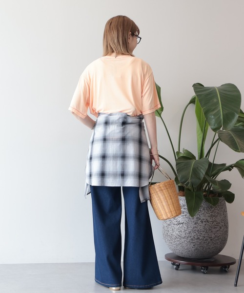 AMERICAN HOLIC(アメリカンホリック)の「【遮熱 UVカット 吸水速乾 接触冷感】配色ステッチルーズTシャツ(Tシャツ/カットソー・レディース・モカ/ミント/チャコールグレー/オレンジ/アイボリー・M/L)」の11枚目の写真