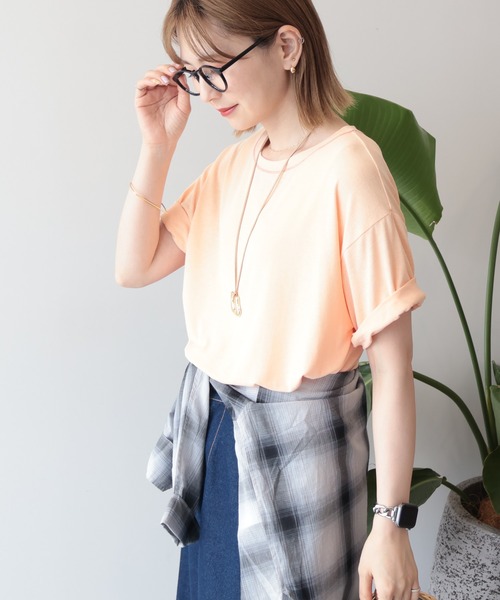 AMERICAN HOLIC(アメリカンホリック)の「【遮熱 UVカット 吸水速乾 接触冷感】配色ステッチルーズTシャツ(Tシャツ/カットソー・レディース・モカ/ミント/チャコールグレー/オレンジ/アイボリー・M/L)」の13枚目の写真