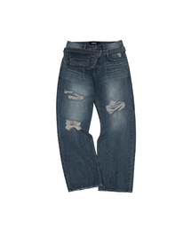 MEA（メア）の「POCKET BELT DAMAGED DENIM PANTS [INDIGO]（デニムパンツ）」
