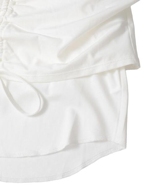 CONVERSE TOKYO(コンバーストウキョウ)の「DRAWSTRING GATHER LAYERED TOPS(Tシャツ/カットソー・レディース・グレー/ブラック/オフホワイト・FREE)」の18枚目の写真