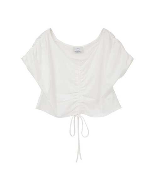 CONVERSE TOKYO(コンバーストウキョウ)の「DRAWSTRING GATHER LAYERED TOPS(Tシャツ/カットソー・レディース・グレー/ブラック/オフホワイト・FREE)」の15枚目の写真