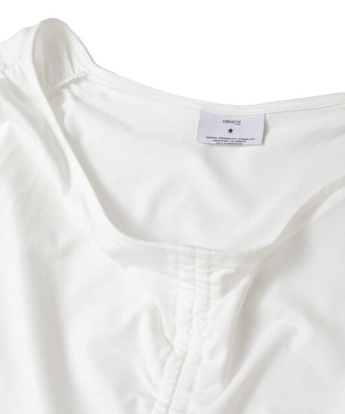 CONVERSE TOKYO(コンバーストウキョウ)の「DRAWSTRING GATHER LAYERED TOPS(Tシャツ/カットソー・レディース・グレー/ブラック/オフホワイト・FREE)」の14枚目の写真
