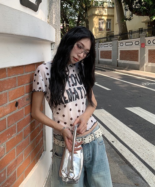Ressaca(レサーカ)の「ドット柄シアーTシャツ(Tシャツ/カットソー・レディース・ホワイト/ブラック・M)」の9枚目の写真