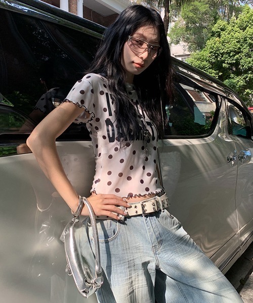 Ressaca(レサーカ)の「ドット柄シアーTシャツ(Tシャツ/カットソー・レディース・ホワイト/ブラック・M)」の4枚目の写真