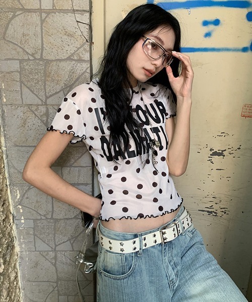 Ressaca(レサーカ)の「ドット柄シアーTシャツ(Tシャツ/カットソー・レディース・ホワイト/ブラック・M)」の13枚目の写真