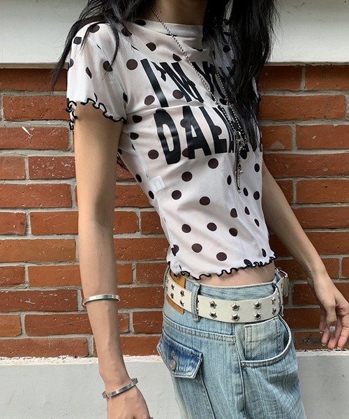 Ressaca(レサーカ)の「ドット柄シアーTシャツ(Tシャツ/カットソー・レディース・ホワイト/ブラック・M)」の7枚目の写真