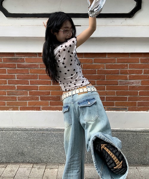 Ressaca(レサーカ)の「ドット柄シアーTシャツ(Tシャツ/カットソー・レディース・ホワイト/ブラック・M)」の3枚目の写真