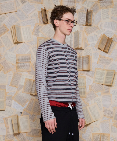UNALLOYED(アナロイド)の「ミックスドストライプジップアップニット / グレー(ニット/セーター・メンズ・その他・LARGE/MEDIUM)」の2枚目の写真