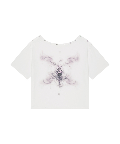 as you are(アズユーアー)の「キッチローズスナップTシャツホワイト(Tシャツ/カットソー・レディース・その他・OS)」の4枚目の写真