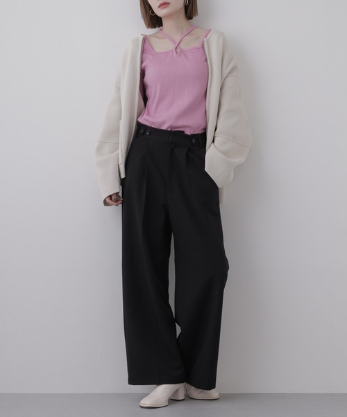 atONE(アットワン)の「クロスネックハーフスリーブカットソー 半袖(Tシャツ/カットソー・レディース・オフホワイト/サックスブルー/ブラック/ベビーピンク/ベージュ/杢グレー・LL/M/L)」の13枚目の写真