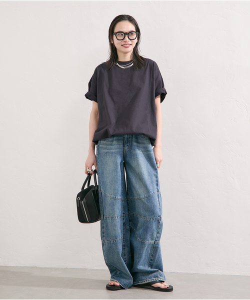 JOURNAL STANDARD(ジャーナルスタンダード)の「《WEB限定追加3》シャーリングTシャツ(Tシャツ/カットソー・レディース・ブラック系その他/ホワイト・FREE)」の3枚目の写真
