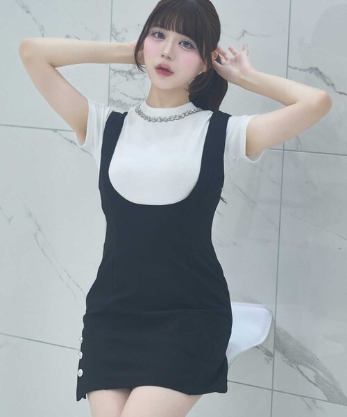 Belle Charme(ベルシャルム)の「【Belle Charme】Side Button Mini Jumper Skirt(スカート・レディース・チェック/ブラウン/ブラック・FREE)」の4枚目の写真