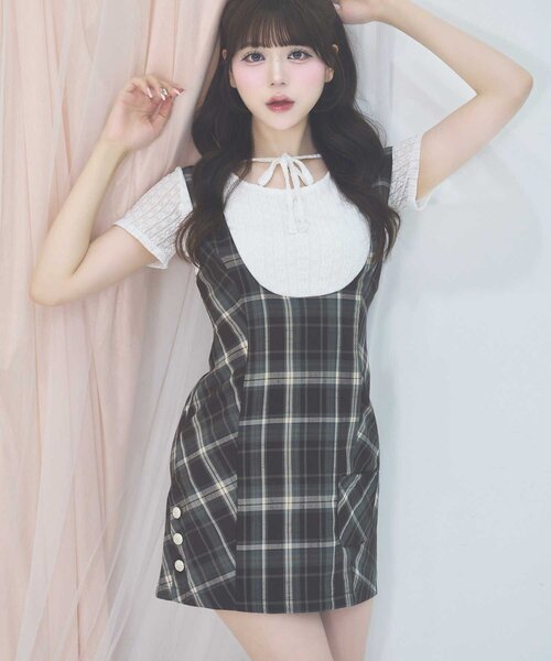 Belle Charme(ベルシャルム)の「【Belle Charme】Side Button Mini Jumper Skirt(スカート・レディース・チェック/ブラウン/ブラック・FREE)」の8枚目の写真