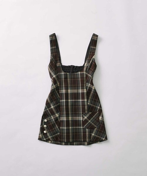 Belle Charme(ベルシャルム)の「【Belle Charme】Side Button Mini Jumper Skirt(スカート・レディース・チェック/ブラウン/ブラック・FREE)」の9枚目の写真