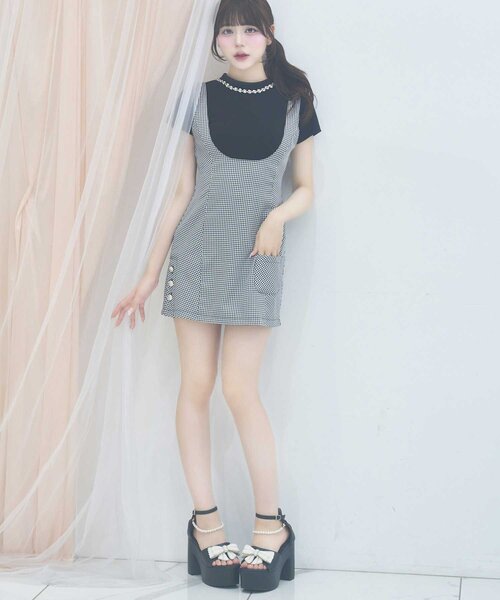 Belle Charme(ベルシャルム)の「【Belle Charme】Side Button Mini Jumper Skirt(スカート・レディース・チェック/ブラウン/ブラック・FREE)」の10枚目の写真