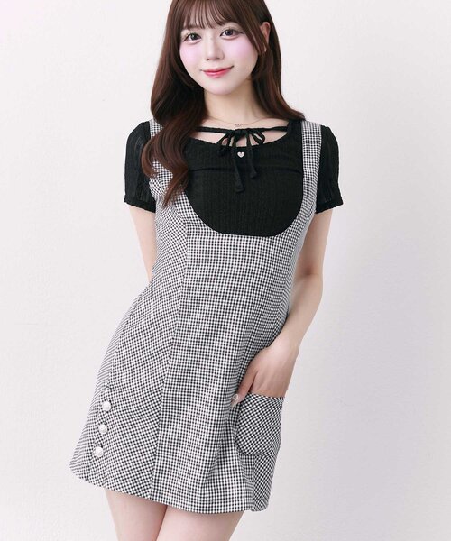 Belle Charme(ベルシャルム)の「【Belle Charme】Side Button Mini Jumper Skirt(スカート・レディース・チェック/ブラウン/ブラック・FREE)」の13枚目の写真