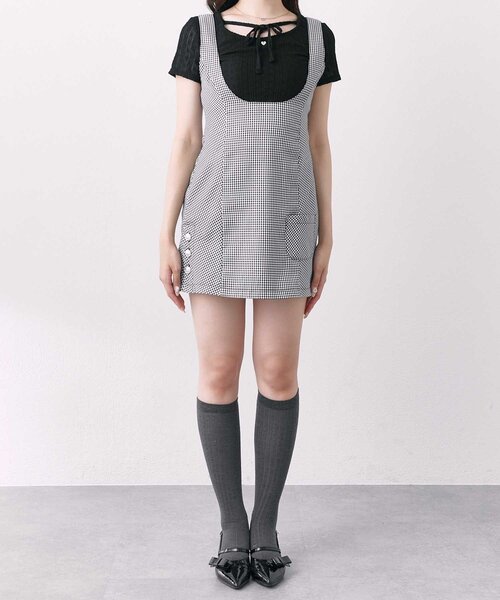 Belle Charme(ベルシャルム)の「【Belle Charme】Side Button Mini Jumper Skirt(スカート・レディース・チェック/ブラウン/ブラック・FREE)」の14枚目の写真