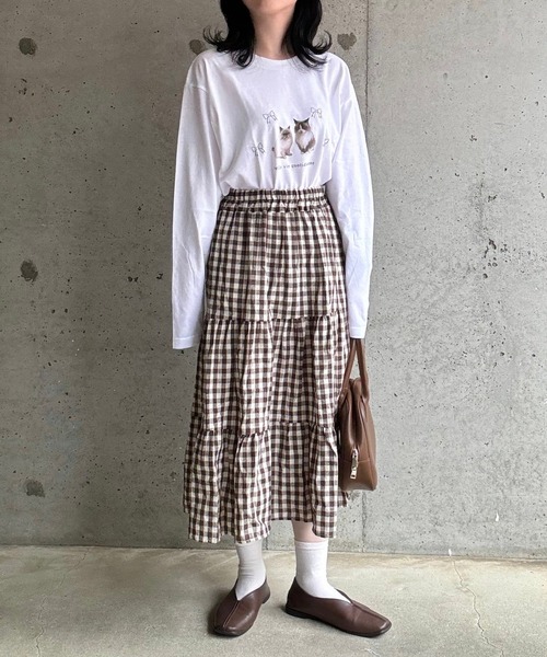 tunee（チュニー）の「キュートキャットリボンロンT／長袖Tシャツ(hsyd)（Tシャツ/カットソー・レディース・ホワイト・MEDIUM/LARGE）」の9枚目の写真